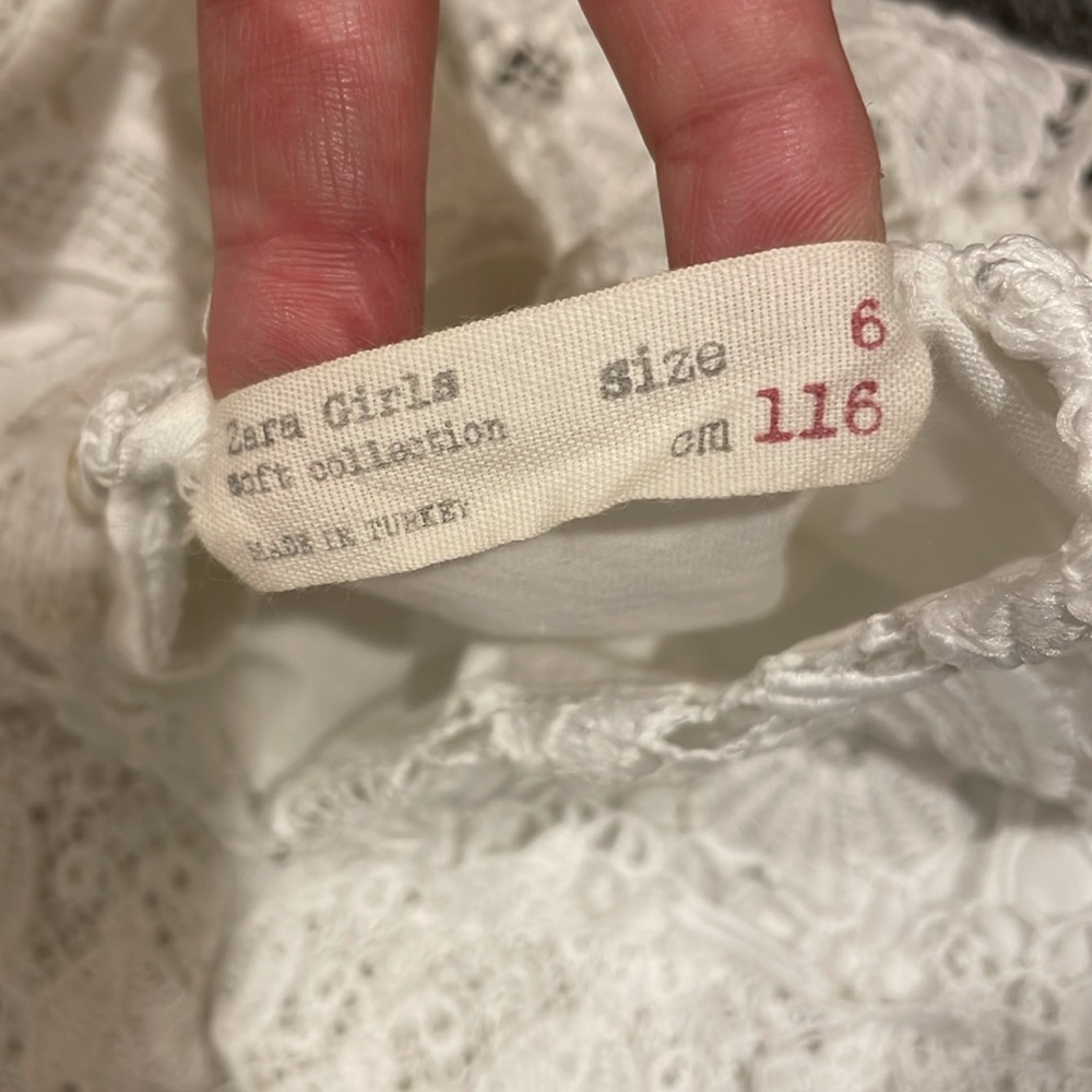 Zara Girls Soft Collection White Floral Lace Dress size 6 - Picture 4 of 4
